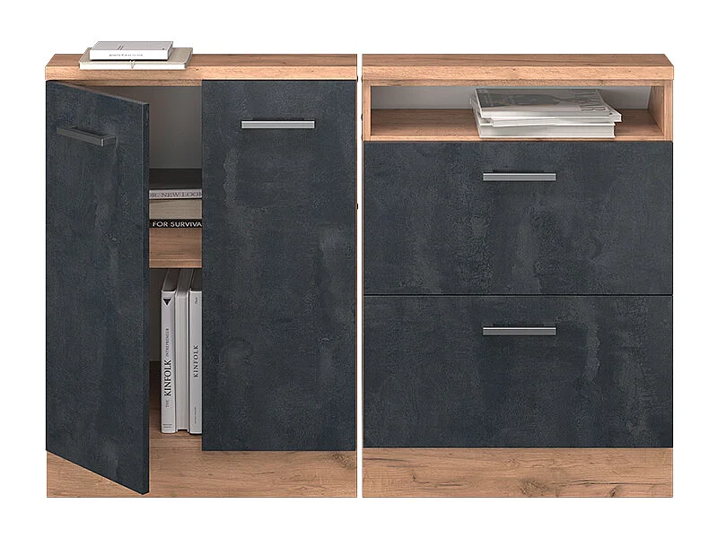 Meuble sous pente béton noir 120x46x81.6 r-line