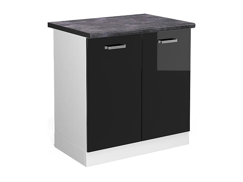 Spülenunterschrank schwarz hochglanz 80x60x81.6 r-line