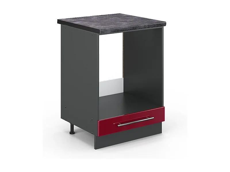 Meuble pour four rouge bordeaux haute brillance 60x60x82 fame-line
