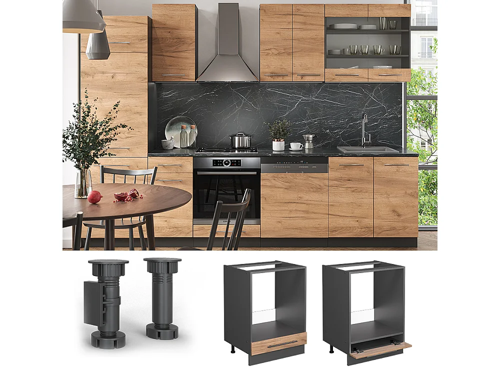 Mobile per forno da incasso Rovere dorato 60x60x82 fame-line