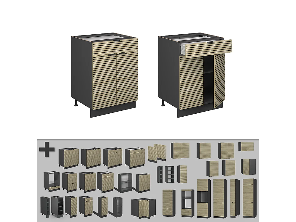 Keukenonderkast eiken paneel 60x60x82 fame-line