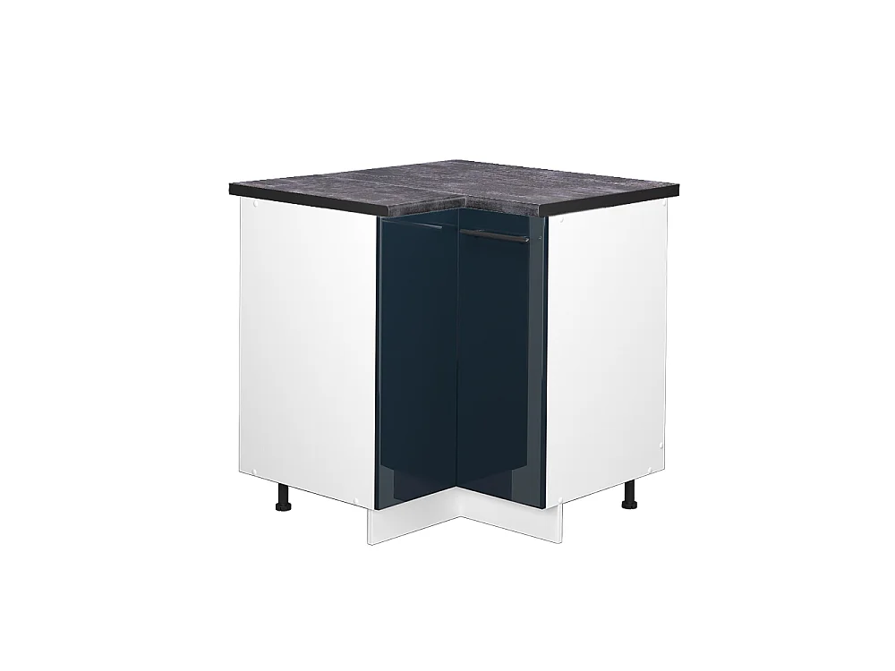 Hörnunderskåp mörkblå högblank 80.5x60x82 fame-line