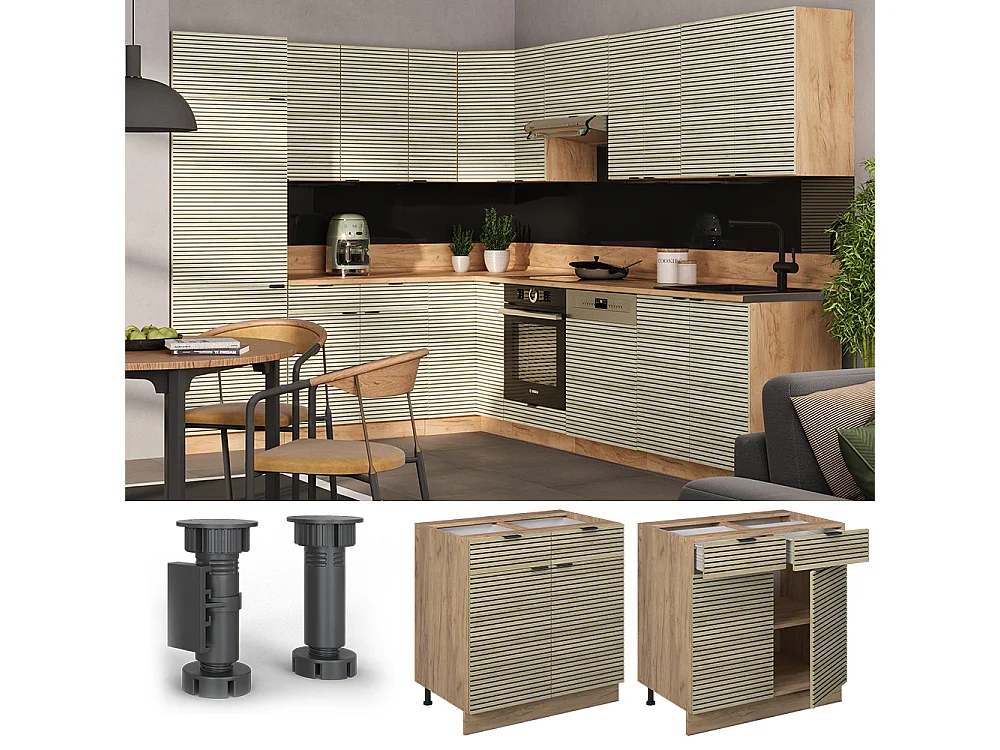 Meuble cuisine panneau en chêne 80x60x82 fame-line