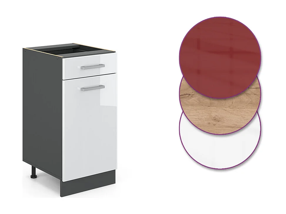 Mobiletto base per cucina bianco lucido 40x60x81.6 r-line