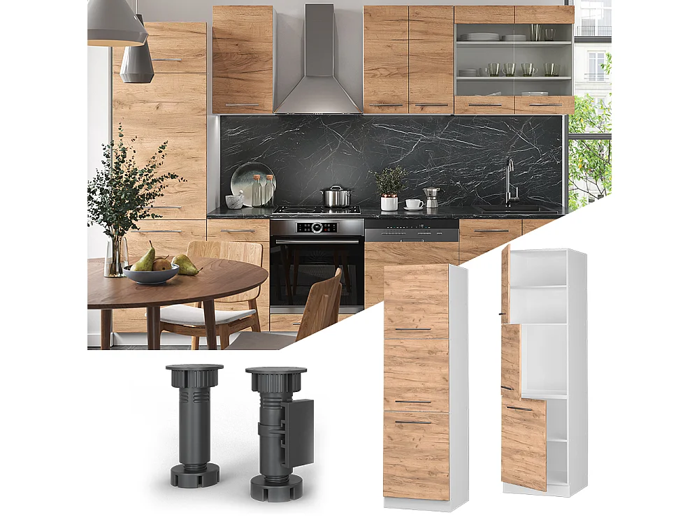 Meuble pour four chêne de force doré 60x58x206.8 fame-line