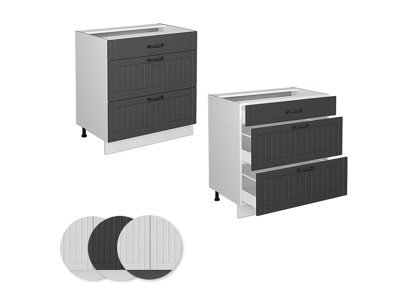 Mueble bajo de cocina antracita casa de campo 80x60x82 fame-line