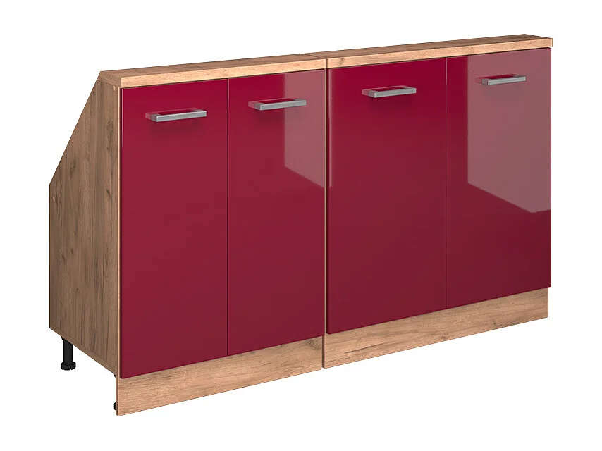 Armario de cocina para techo inclinado rojo de alto brillo 140x46x81.6 r-line