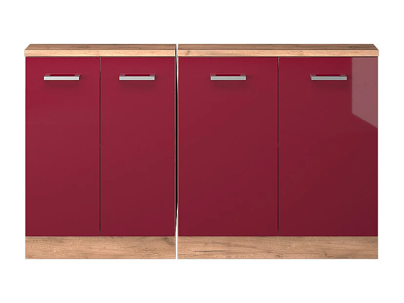 Armario de cocina para techo inclinado rojo de alto brillo 140x46x81.6 r-line