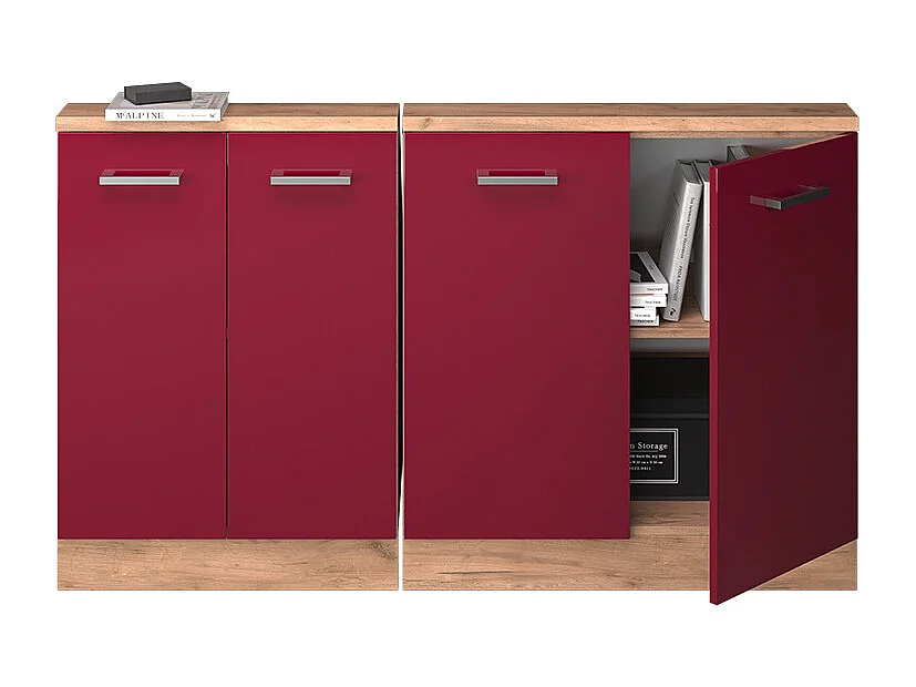 Armario de cocina para techo inclinado rojo de alto brillo 140x46x81.6 r-line