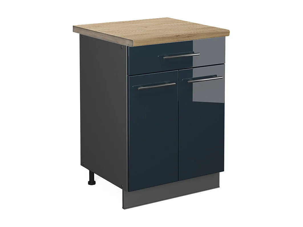 Meuble cuisine bleu foncé brillant 60x60x82 fame-line