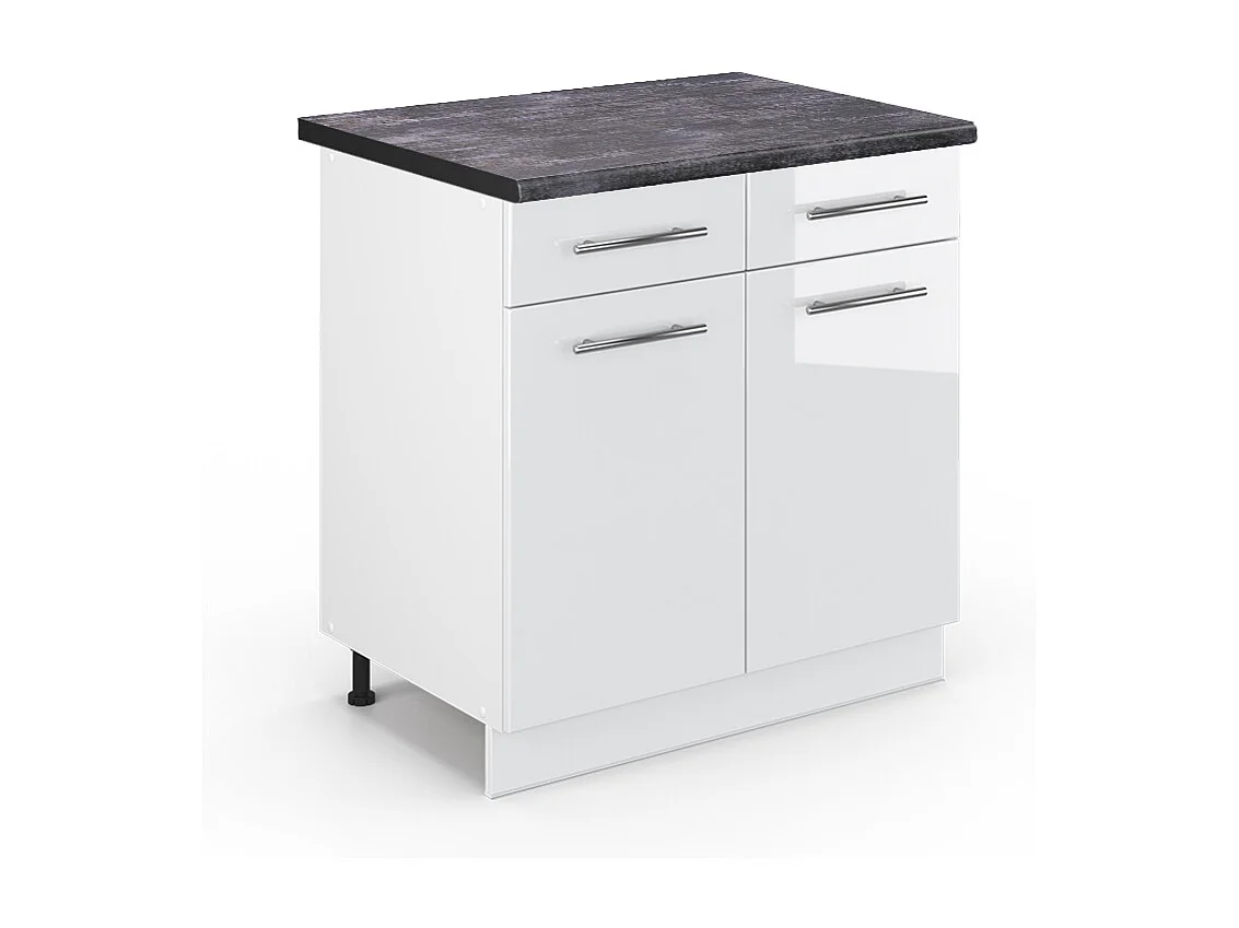 Mueble bajo de cocina blanco alto brillo 80x60x82 fame-line