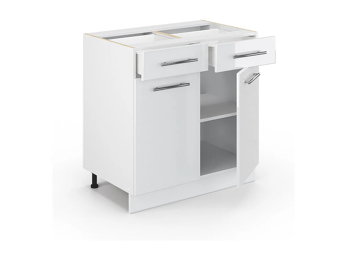 Meuble cuisine blanc haute brillance 80x60x82 fame-line