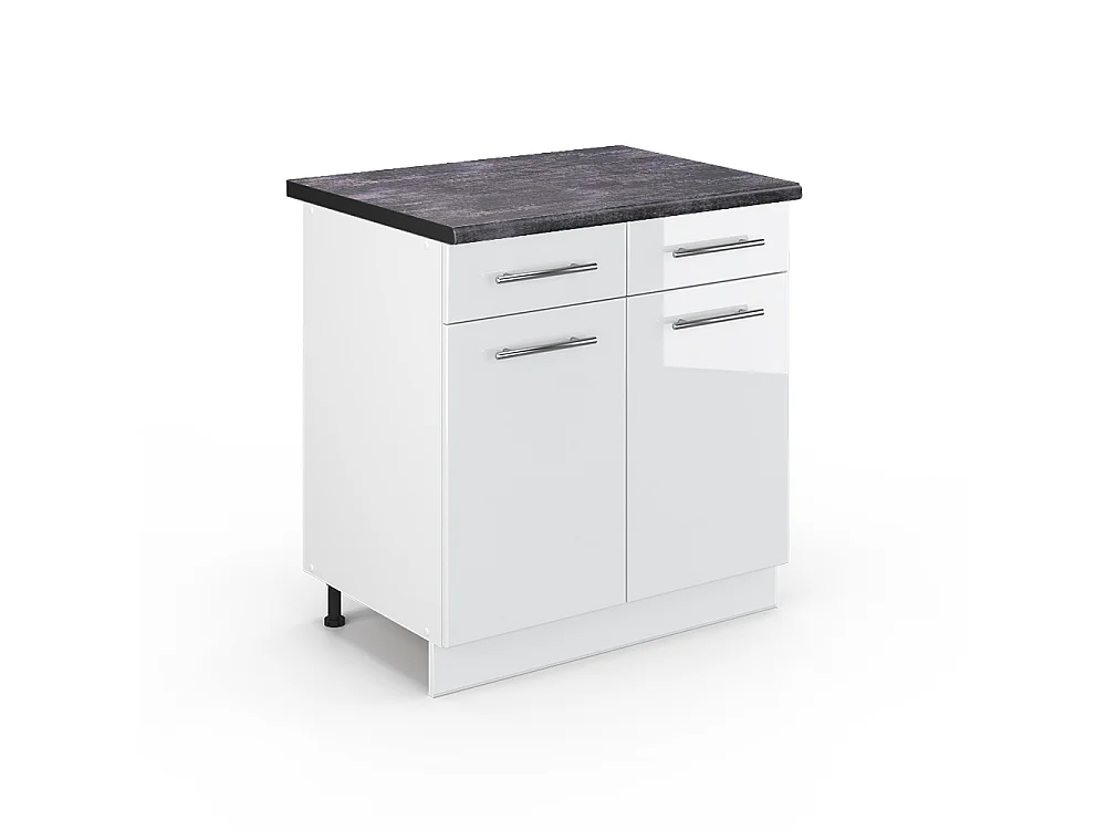 Meuble cuisine blanc haute brillance 80x60x82 fame-line
