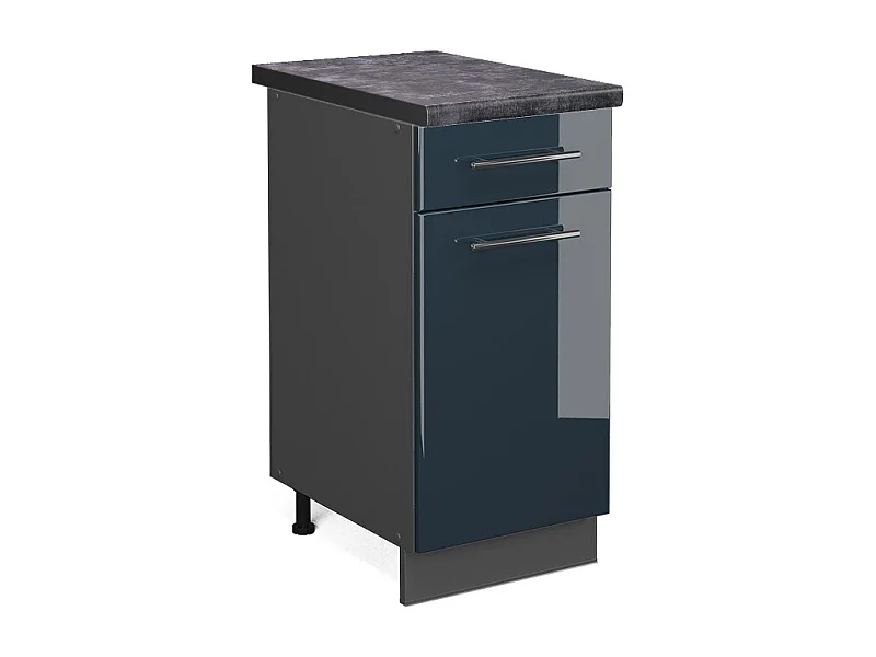 Mueble bajo de cocina azul oscuro alto brillo 40x60x82 fame-line