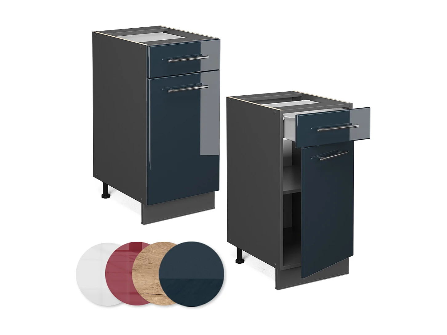 Mobiletto base per cucina blu scuro lucido 40x60x82 fame-line