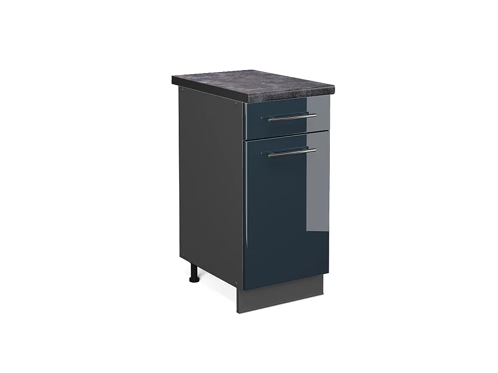 Meuble cuisine bleu foncé brillant 40x60x82 fame-line