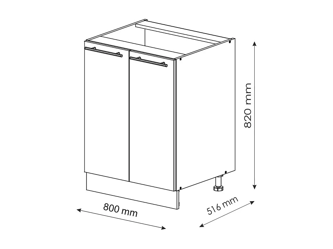 Meuble bas sous-évier anthracite campagne 80x51.6x82 fame-line