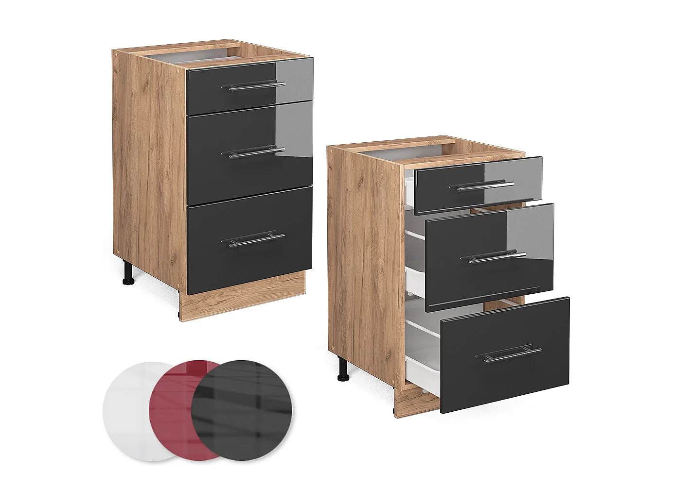 Mueble bajo de cocina antracita alto brillo 50x60x82 fame-line