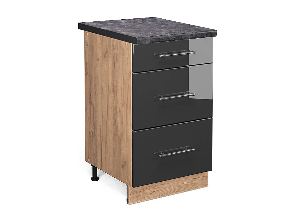 Mueble bajo de cocina antracita alto brillo 50x60x82 fame-line