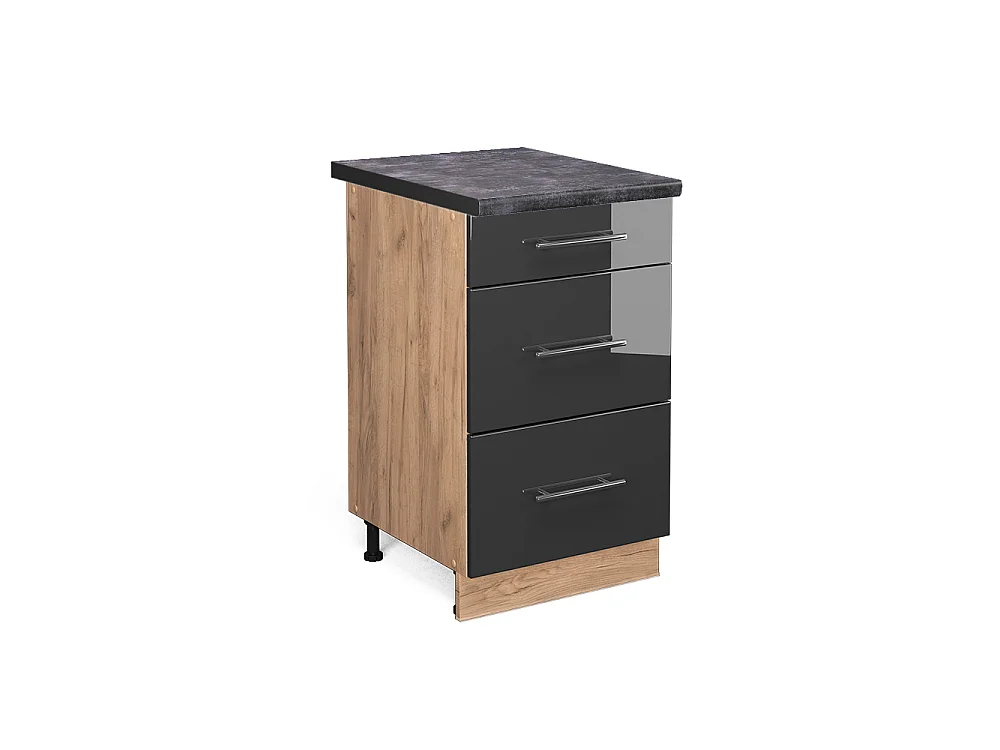 Kitchen base cabinet anthracite high gloss 50x60x82 fame-line