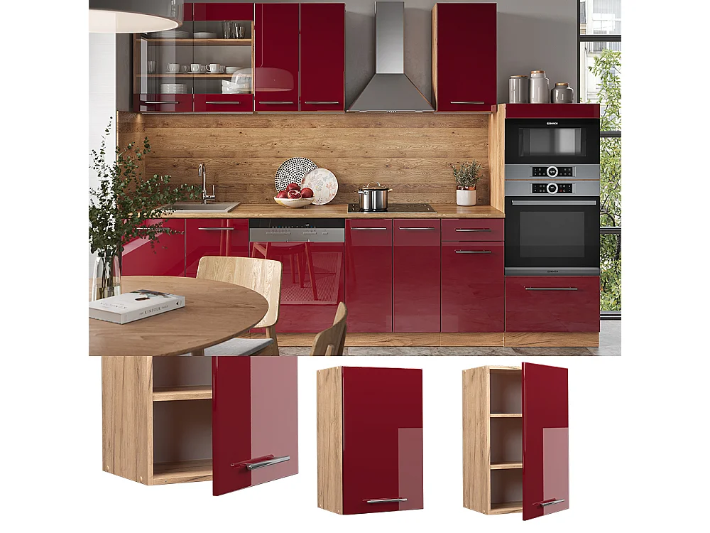 Armario colgante rojo burdeos alto brillo 45x34.1x72 fame-line