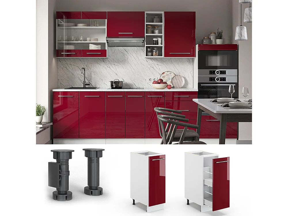 Apotekarskåp bordeaux högblank 30x60x82 fame-line