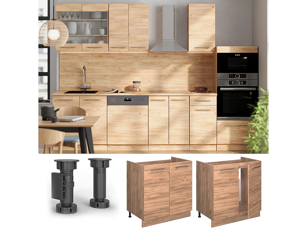 Armario bajo para fregadero roble dorado 80x51.6x82 fame-line