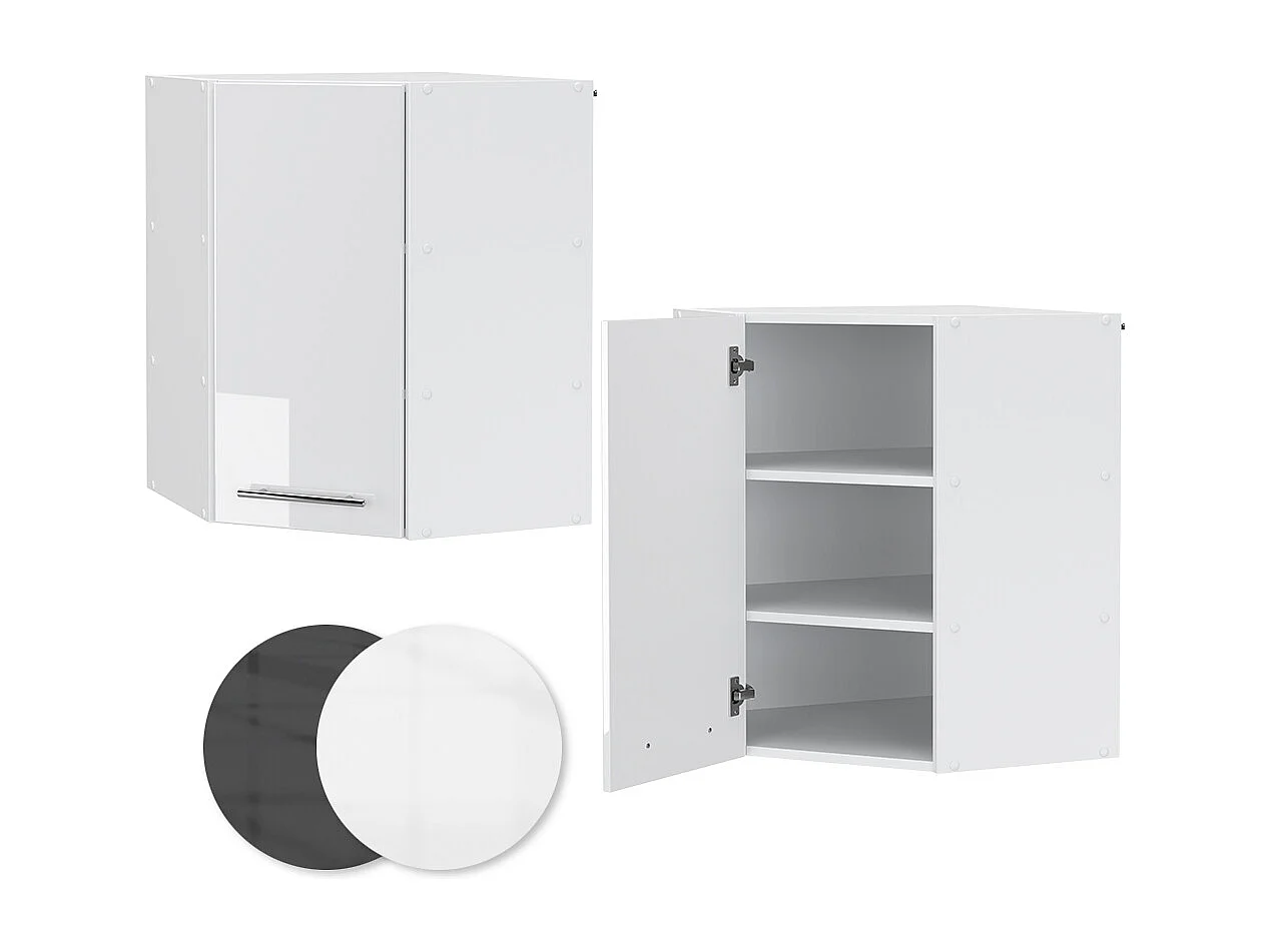 Armario colgante de esquina blanco alto brillo 57x34.1x72 fame-line