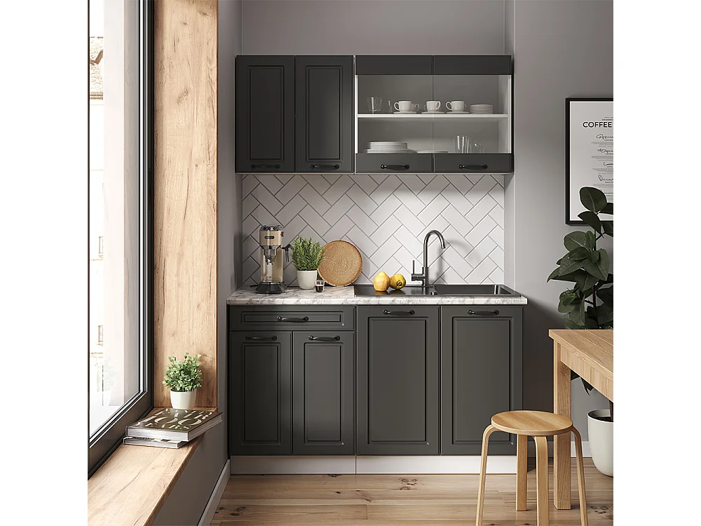 Meuble sous pente anthracite campagne 120x46x81.6 r-line