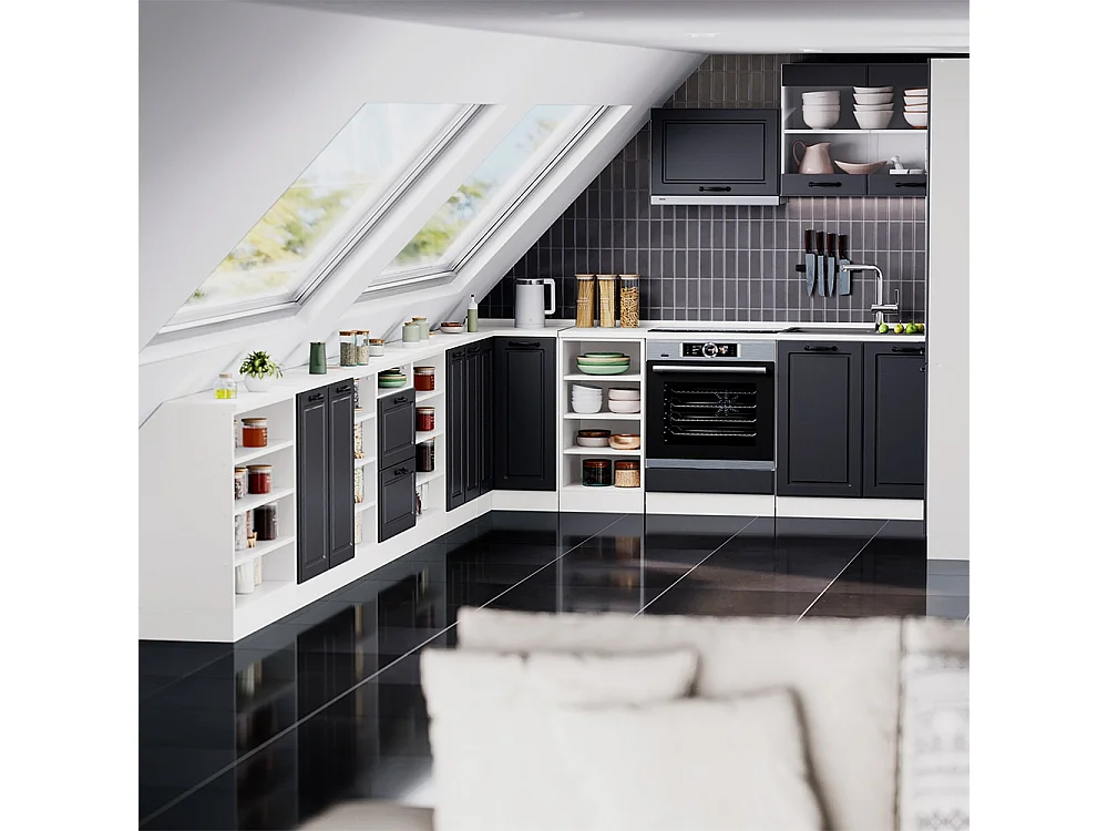 Meuble sous pente anthracite campagne 120x46x81.6 r-line