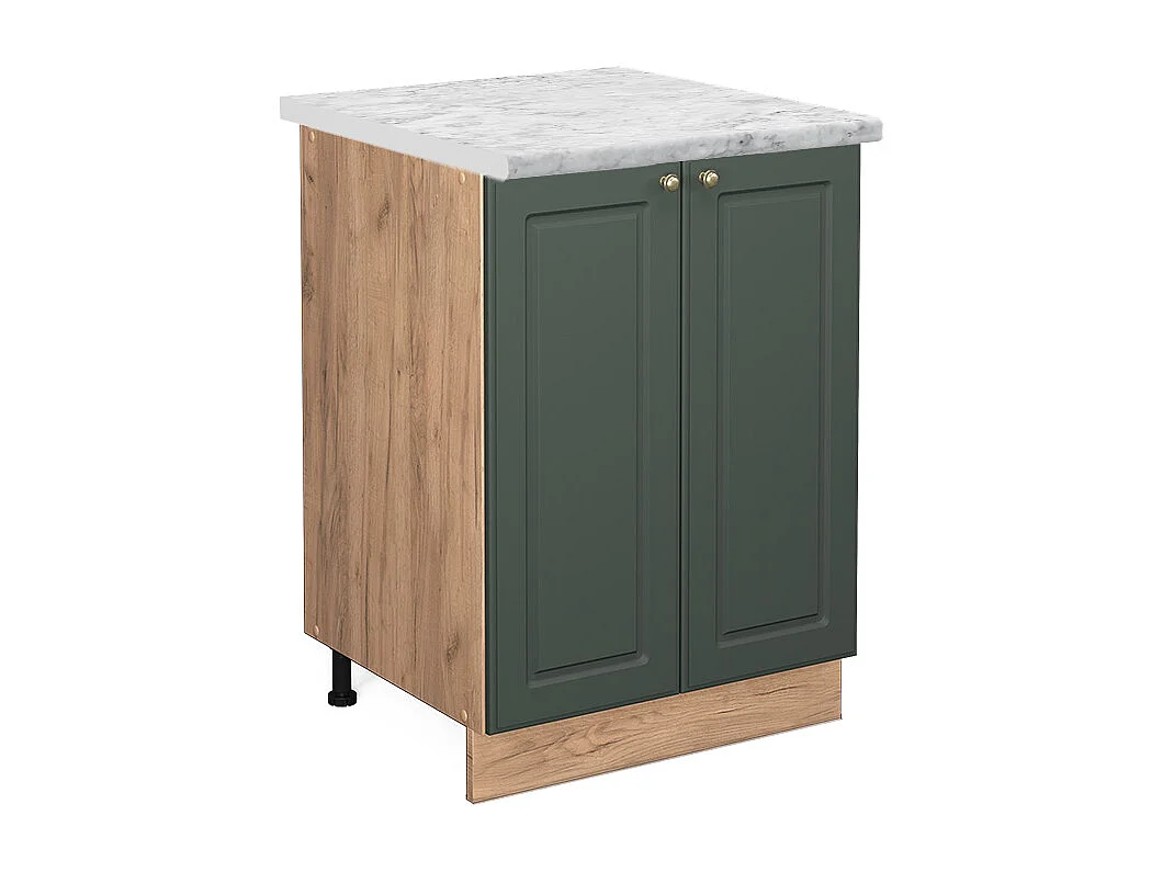 Mueble bajo de cocina verde dorado casa de campo 60x60x82 fame-line