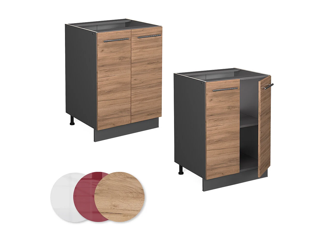 Meuble bas de cuisine chêne de force doré 60x60x82 fame-line