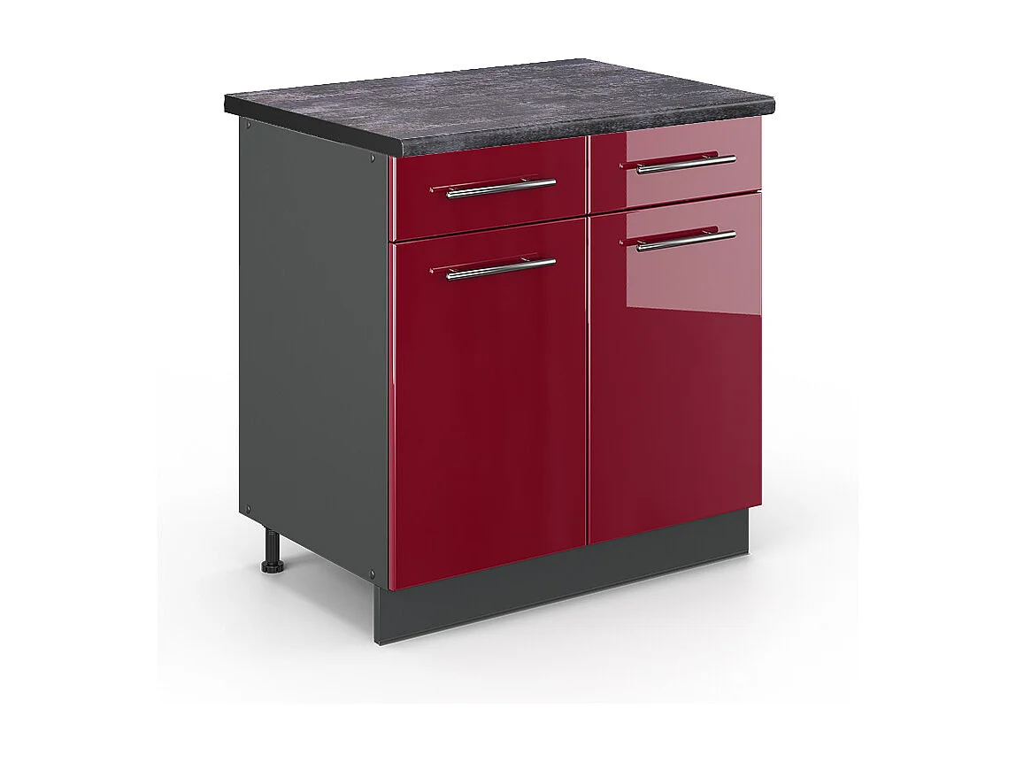 Mobiletto base per cucina rosso bordeaux lucido 80x60x82 fame-line