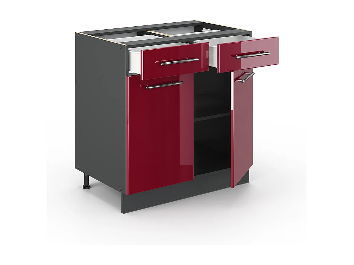 Mobiletto base per cucina rosso bordeaux lucido 80x60x82 fame-line