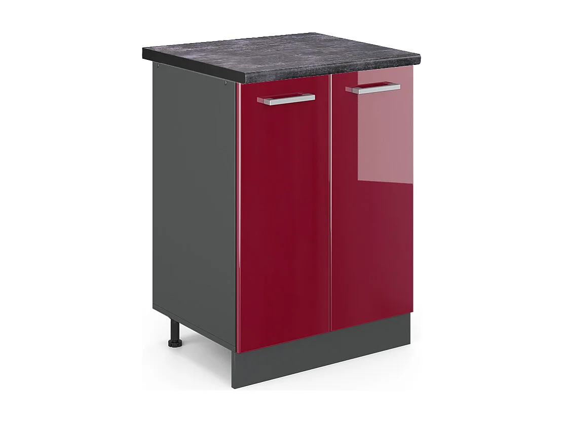 Meuble bas de cuisine rouge brillant 60x60x81.6 r-line