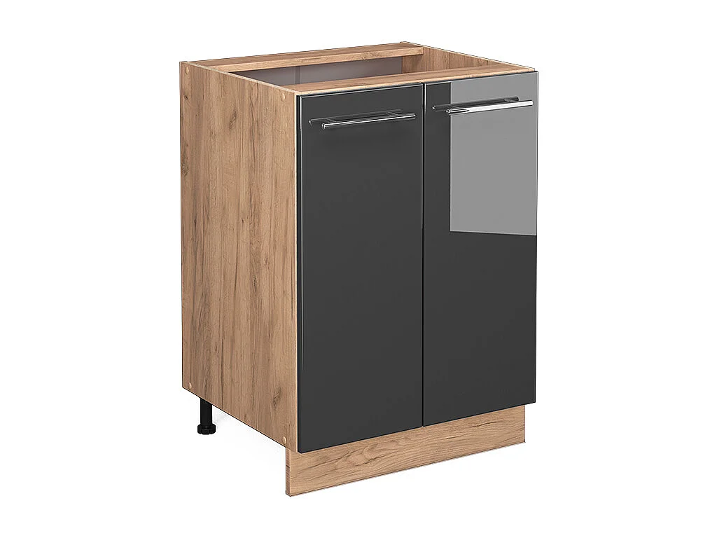 Mueble bajo de cocina antracita alto brillo 60x51.6x82 fame-line