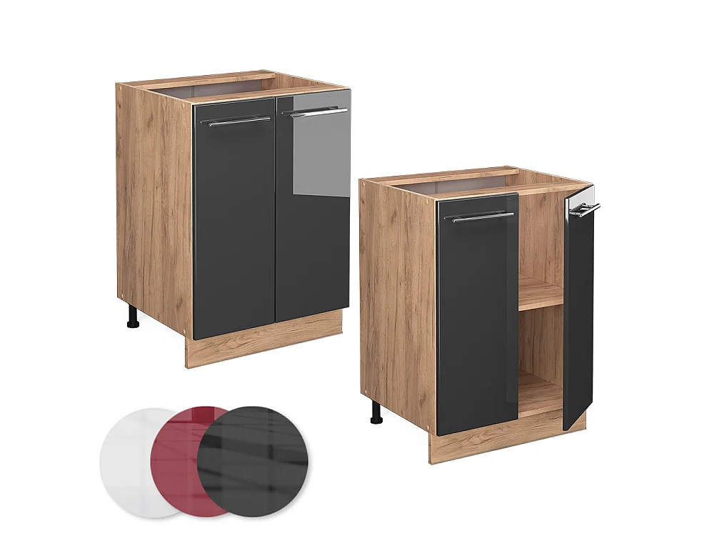 Keukenonderkast antraciet hoogglans 60x51.6x82 fame-line