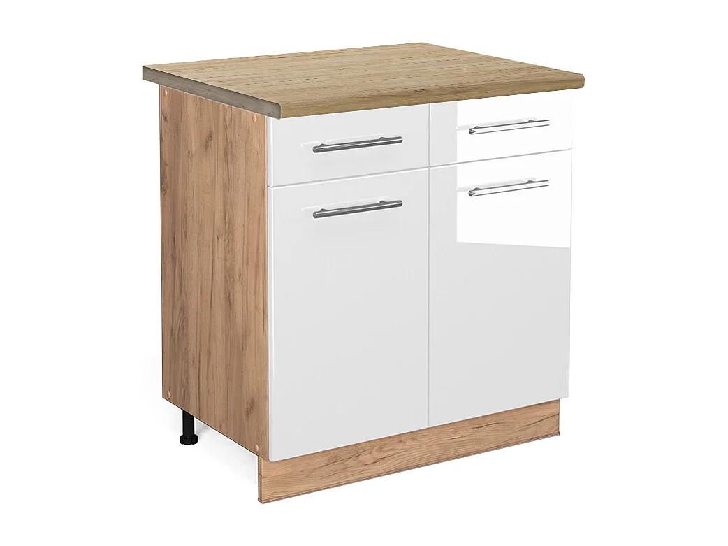 Mueble bajo de cocina blanco alto brillo 80x60x82 fame-line