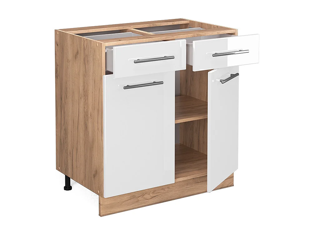 Mueble bajo de cocina blanco alto brillo 80x60x82 fame-line