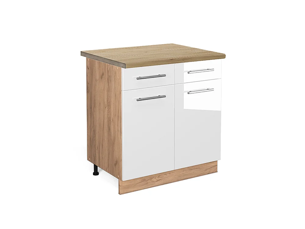 Meuble cuisine blanc haute brillance 80x60x82 fame-line
