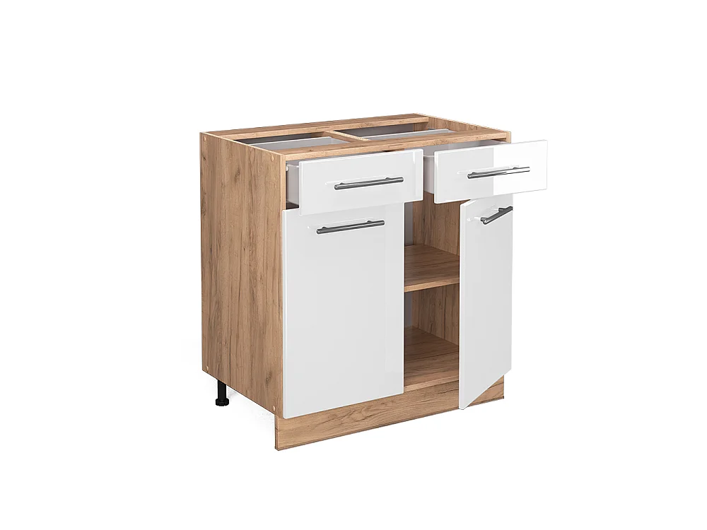 Meuble cuisine blanc haute brillance 80x60x82 fame-line