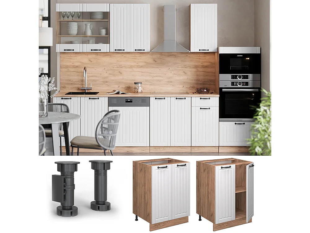 Meuble bas de cuisine blanc campagne 60x60x82 fame-line