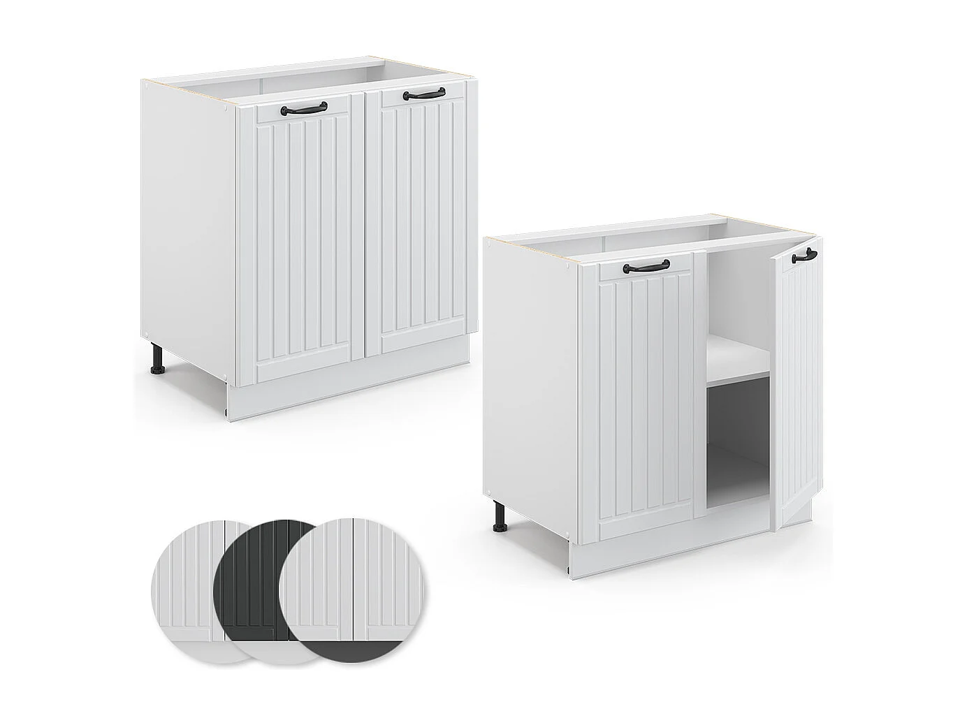 Meuble bas sous-évier blanc campagne 80x51.6x82 fame-line