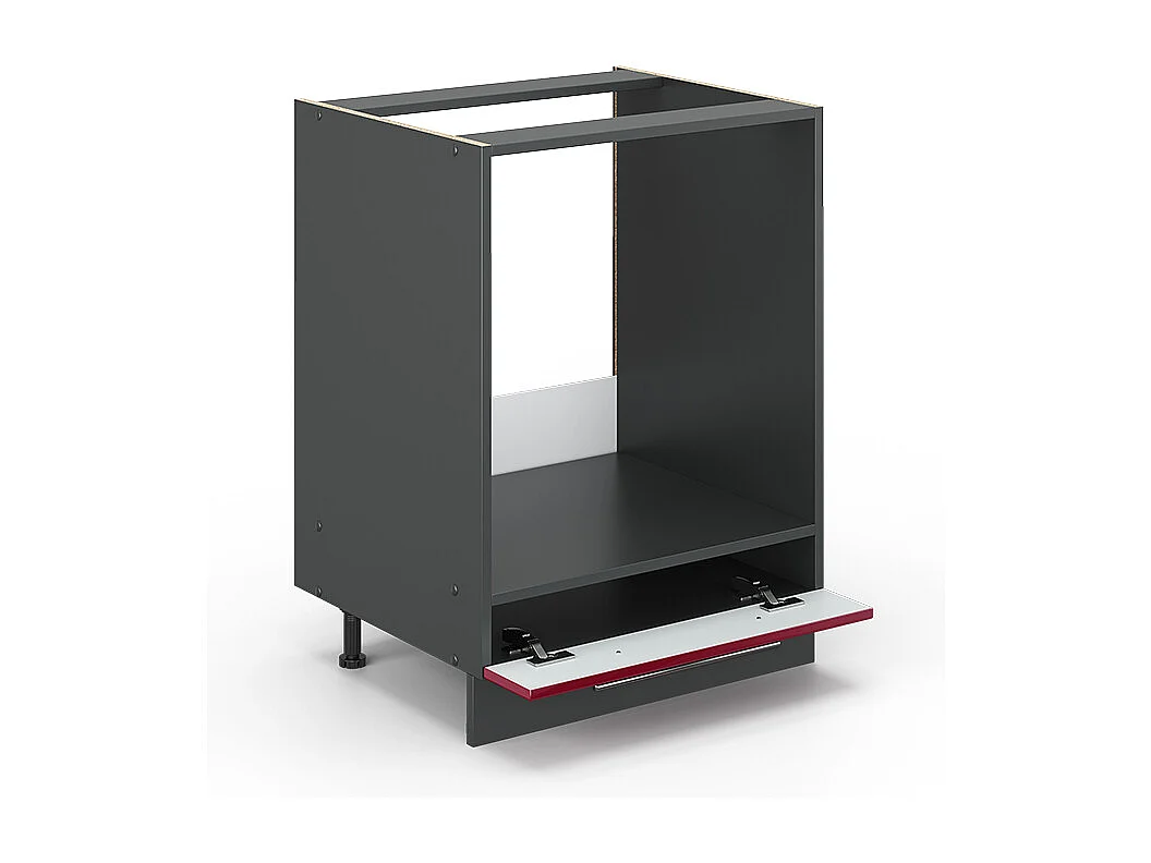 Meuble pour four rouge bordeaux haute brillance 60x51.6x82 fame-line