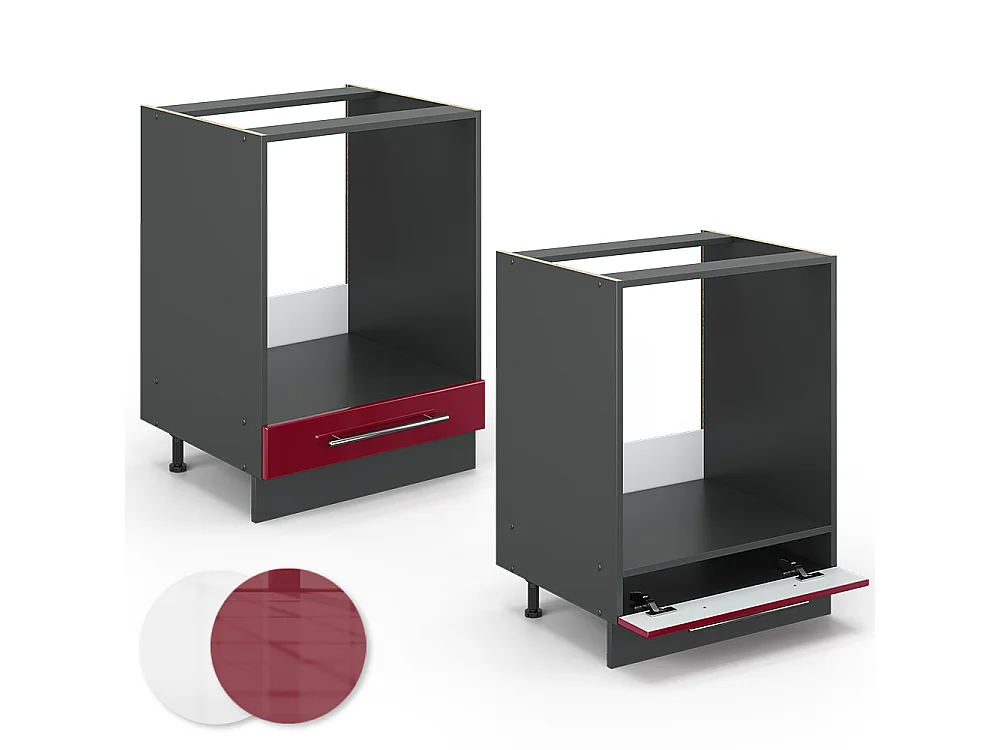 Armario para horno empotrado rojo burdeos alto brillo 60x51.6x82 fame-line