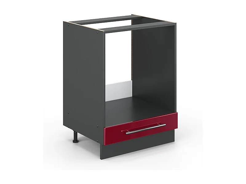 Meuble pour four rouge bordeaux haute brillance 60x51.6x82 fame-line