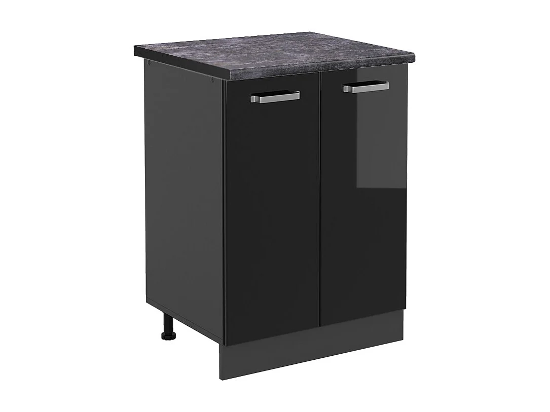 Meuble bas de cuisine noir haute brillance 60x60x81.6 r-line