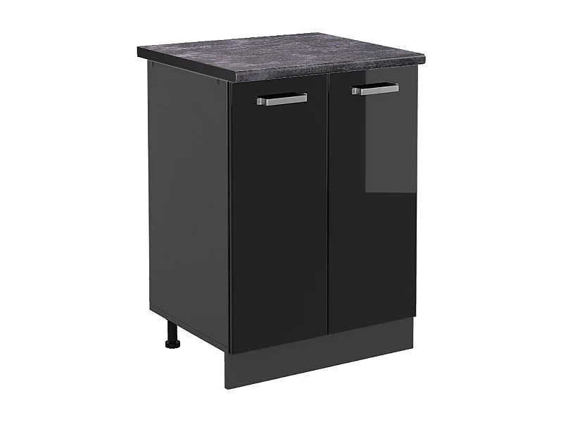 Mobiletto base cucina nero lucido 60x60x81.6 r-line