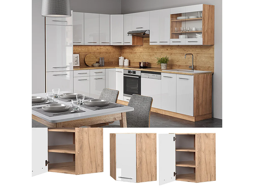 Mobile angolare da cucina bianco lucido 57x34.1x72 fame-line