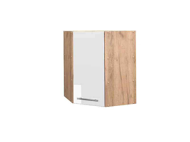 Szafka wisząca narożna biały wysoki połysk 57x34.1x72 fame-line